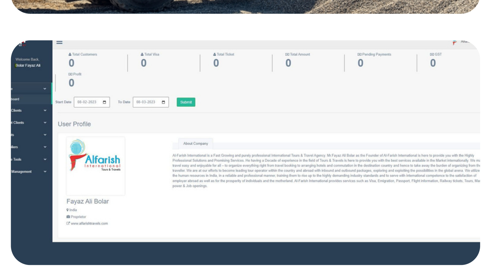Alfarish custom software screenshot